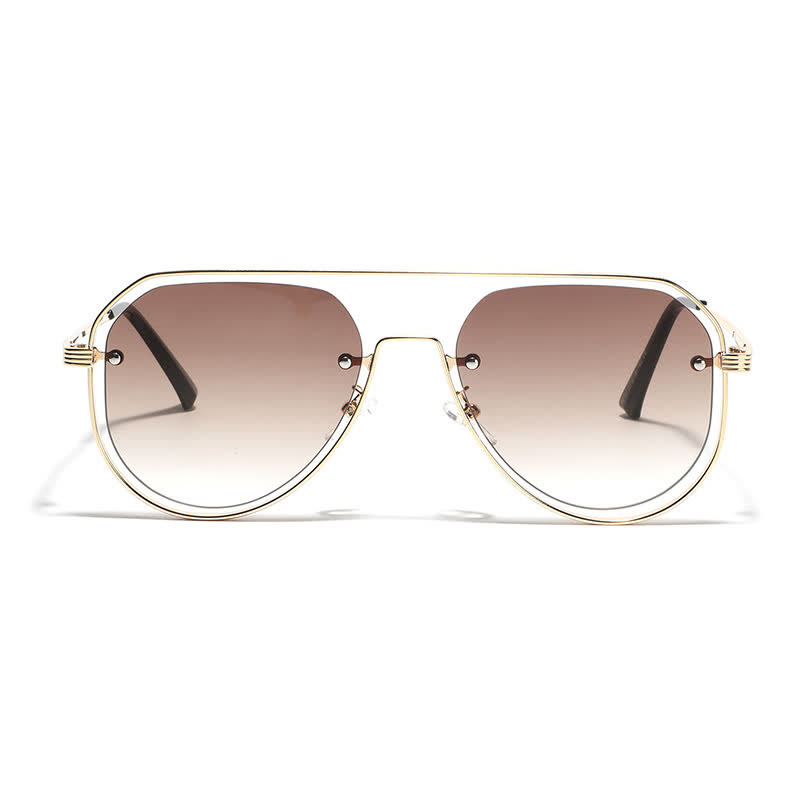 Spykay™ SG60848 Vintage Double Bridges Hollow-out Aviator Sunglasses - image 2