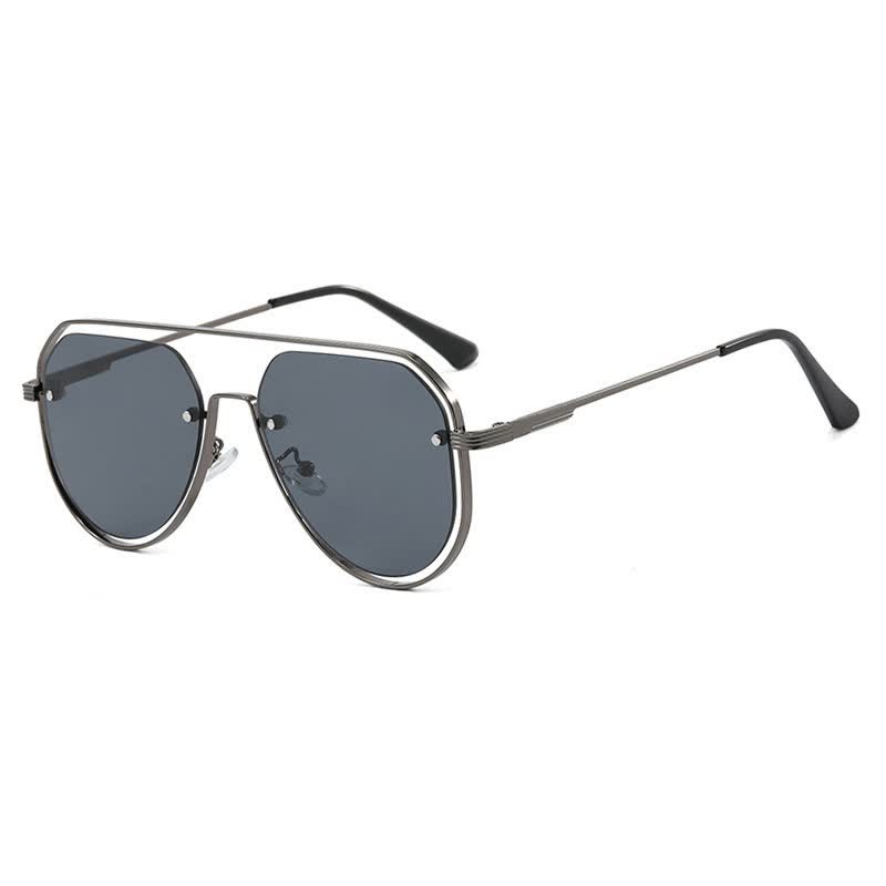 Spykay™ SG60848 Vintage Double Bridges Hollow-out Aviator Sunglasses - Grey - image 10
