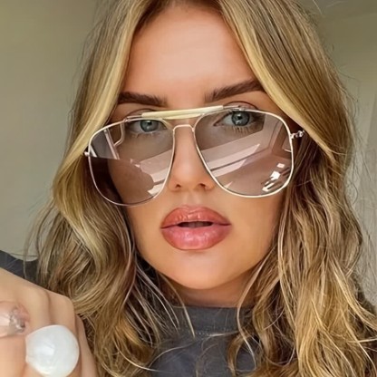 Spykay™ SG60828 Double Bridges Oversized Frame Hipster Aviator Sunglasses