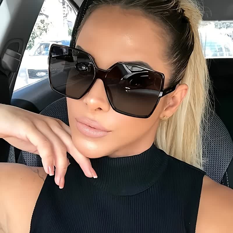 Spykay™ SG60750 Square Frame Vintage Oversized Sunglasses - Black/Grey - image 5