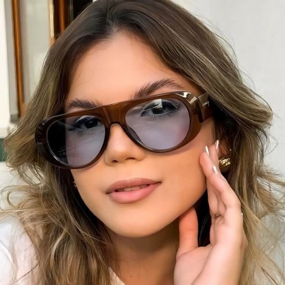 Spykay™ SG60671 Oval Frame Wide Temples Vintage Aviator Sunglasses - image 8