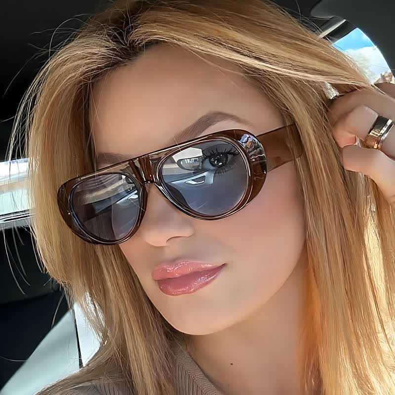 Spykay™ SG60671 Oval Frame Wide Temples Vintage Aviator Sunglasses - image 6