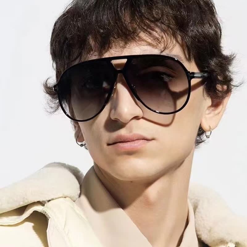 Spykay™ SG60858 Double Bridges 'T' Design Oversized Frame Hipster Aviator Sunglasses