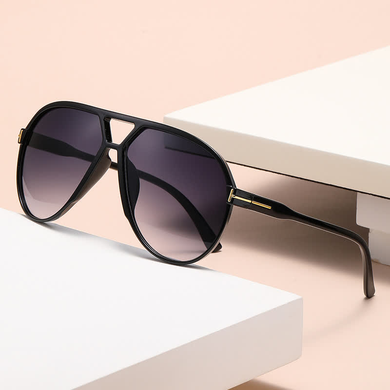 Spykay™ SG60858 Double Bridges 'T' Design Oversized Frame Hipster Aviator Sunglasses