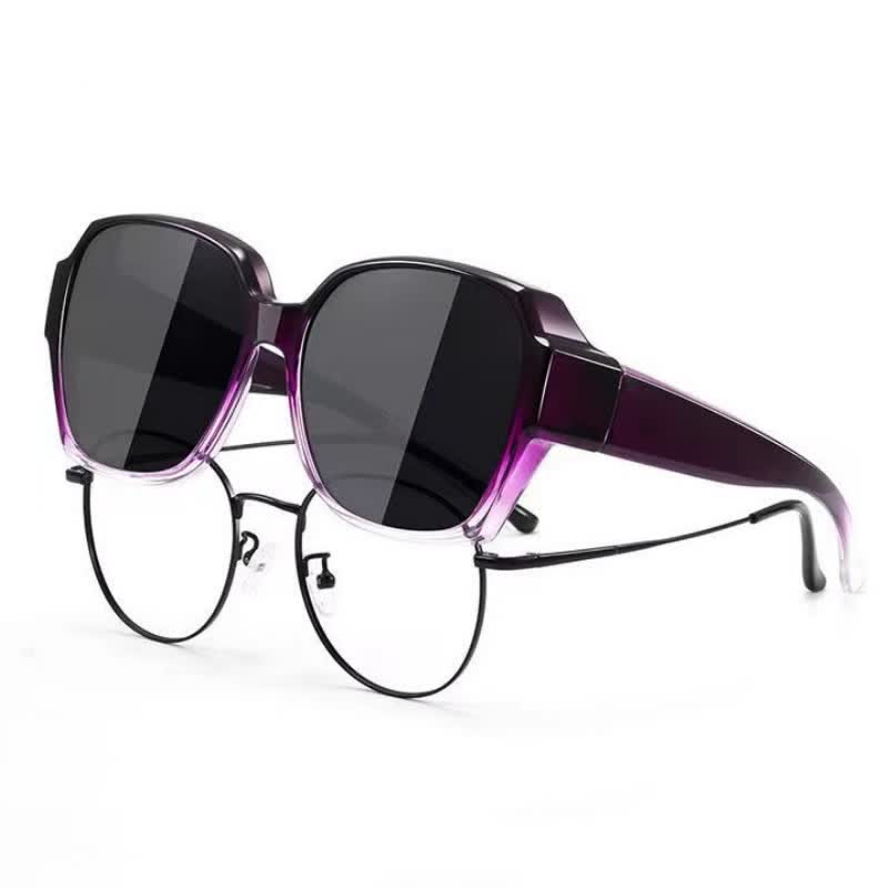 Spykay™ SG60859 Square Frame Polarized Driving Sunglasses Fit Over Glasses for Nearsighted People - Purple - Polarized - image 1