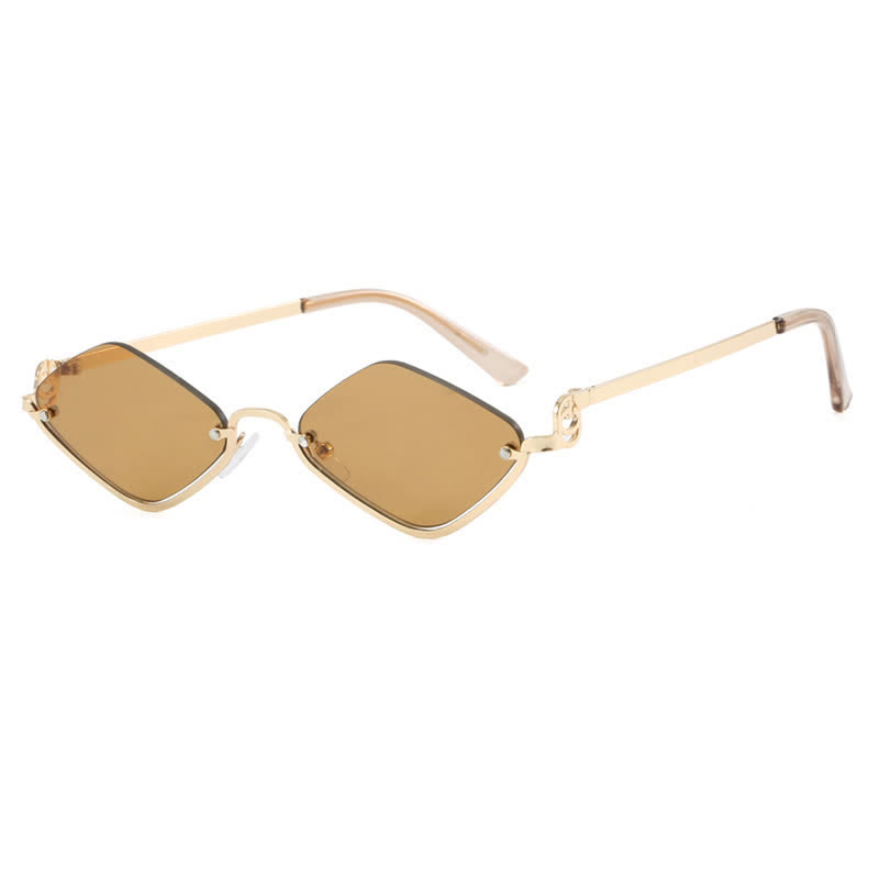 Spykay™ SG60868 Semi-Rimless Rhombus Small Frame Sunglasses - Light Brown - image 17