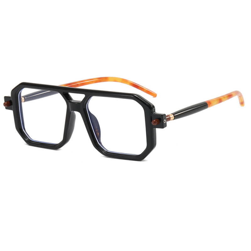 Spykay™ EG26767 Double Bridges Square Frame Glasses - Black/Leopard - image 2