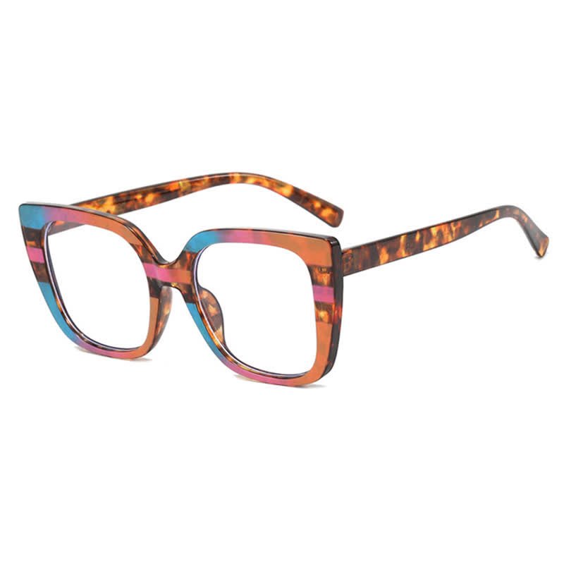 Spykay™ EG26771 Leopard Pattern Square Frame Oversized Glasses