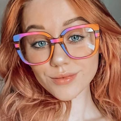 Spykay™ EG26771 Leopard Pattern Square Frame Oversized Glasses