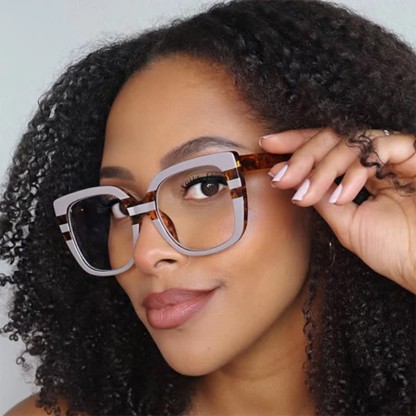 Spykay™ EG26771 Leopard Pattern Square Frame Oversized Glasses