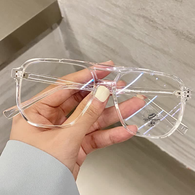 Spykay™ EG26676 Double Bridges Square Frames Anti-blue Light Eyeglasses - Clear - image 12