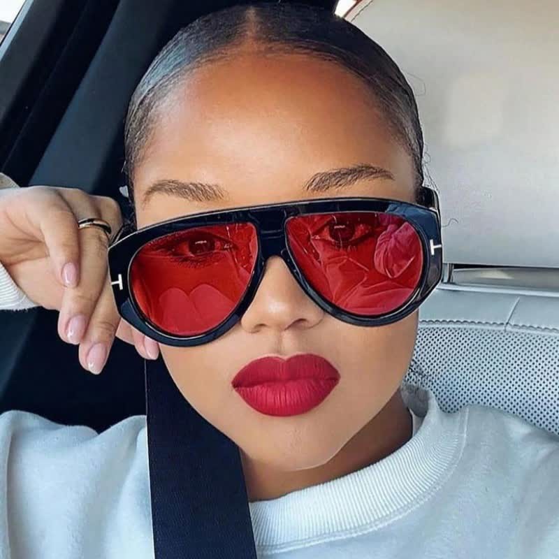 Spykay™ SG60664 'T' Design Toad Frame Aviator Sunglasses - Black/Red - image 35