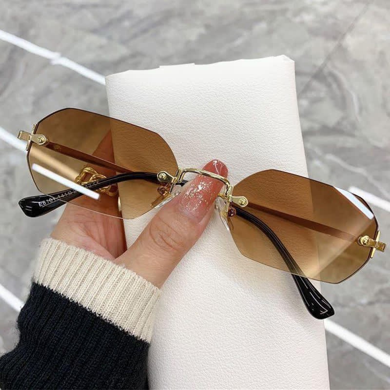 Spykay™ SG60884 Geometric Rimless Metal Temples Sunglasses