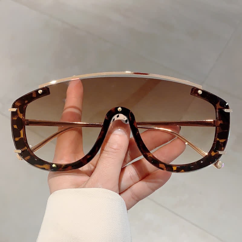 Spykay™ SG60885 One-piece Oversized Aviator Sunglasses - Leopard - image 8