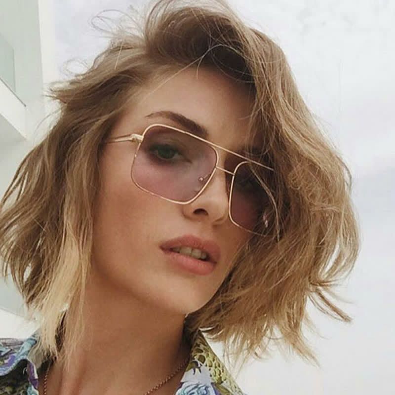 Spykay™ SG60886 Retro Classic Square Frame Double Bridges Sunglasses - Ombre Grey - image 1