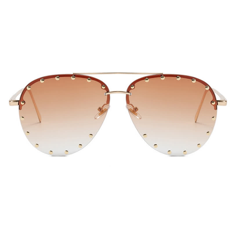 Spykay™ SG60887 Rivets Decor Double Bridges Retro Aviator Sunglasses