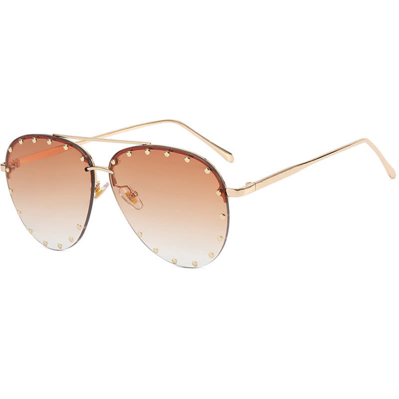 Spykay™ SG60887 Rivets Decor Double Bridges Retro Aviator Sunglasses