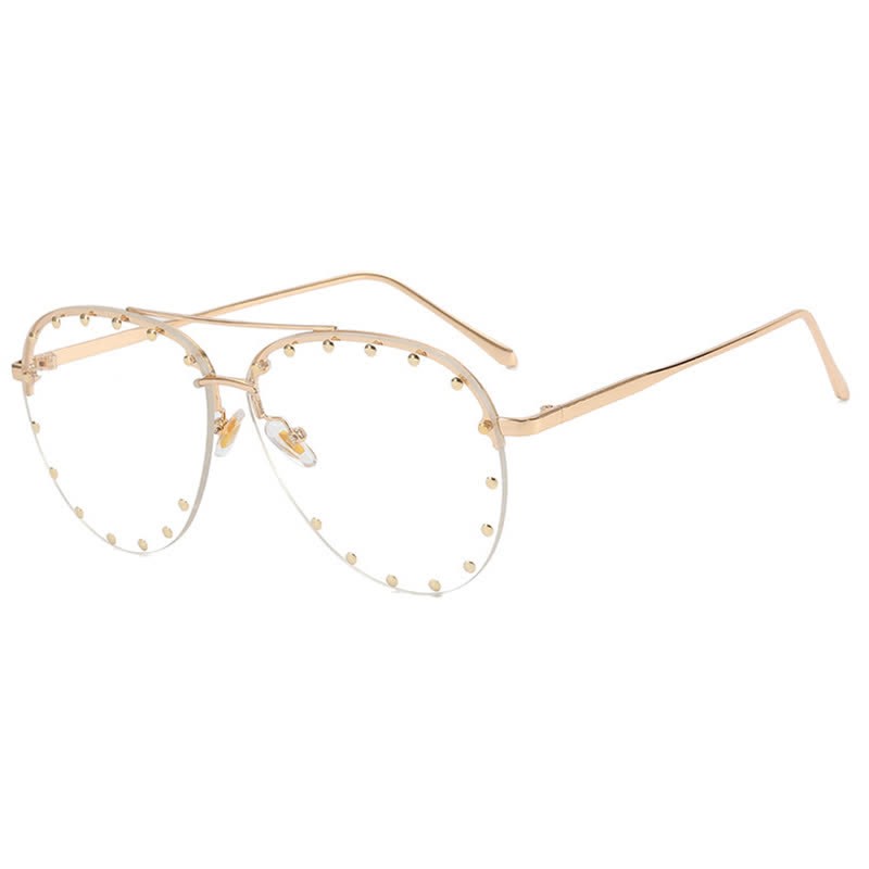 Spykay™ EG26776 Rivets Decor Double Bridges Retro Aviator Glasses - image 2