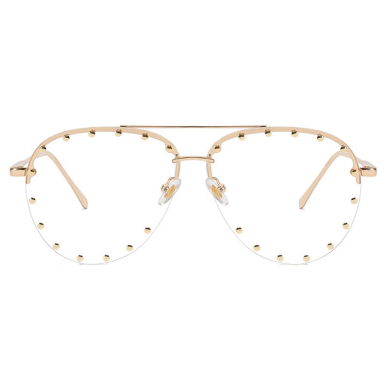 Spykay™ EG26776 Rivets Decor Double Bridges Retro Aviator Glasses - image 3