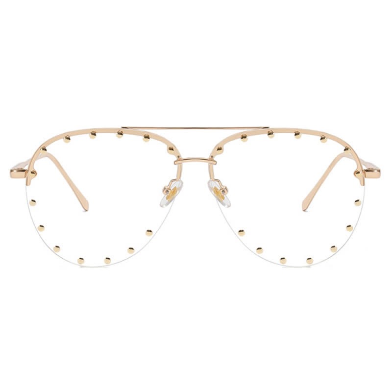 Spykay™ EG26776 Rivets Decor Double Bridges Retro Aviator Glasses - image 3