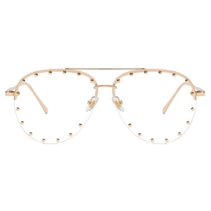 Spykay™ EG26776 Rivets Decor Double Bridges Retro Aviator Glasses - image 3