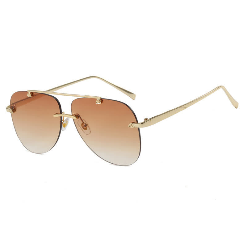 Spykay™ SG60888 Rimless Double Bridges Retro Aviator Sunglasses
