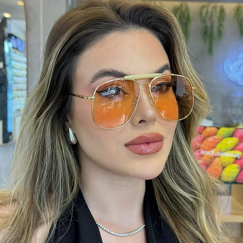 Spykay™ SG60828 Double Bridges Oversized Frame Hipster Aviator Sunglasses