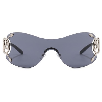 Spykay™ SG60904 Snake Design Temples One-piece Rimless Y2K Sunglasses