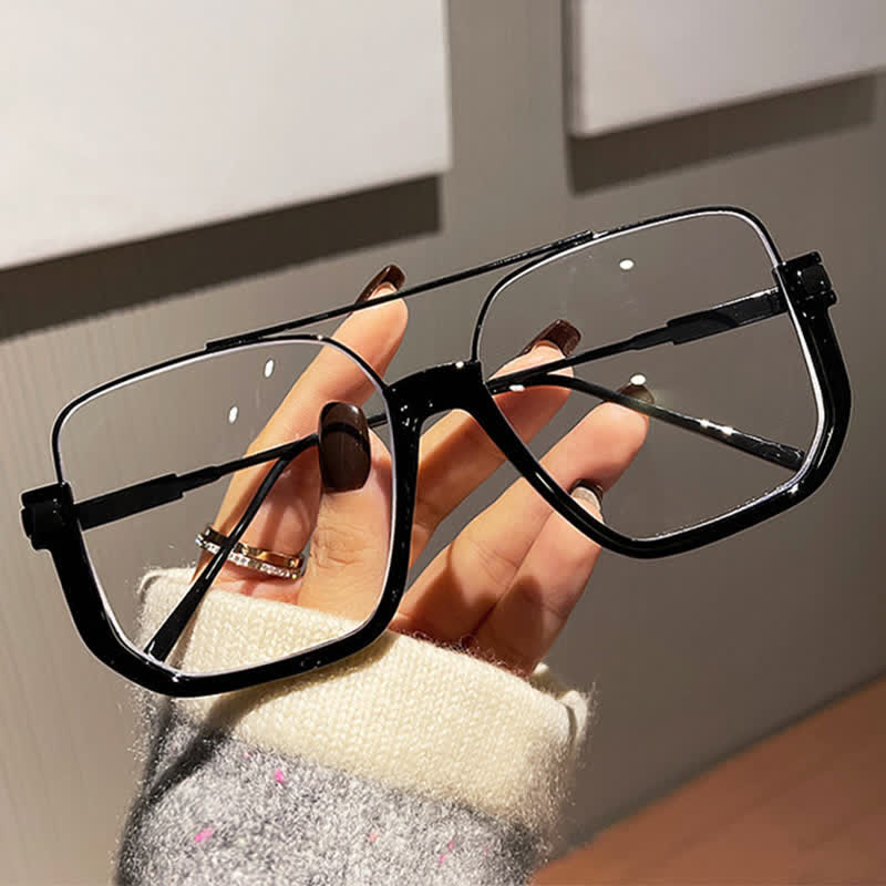 Spykay™ EG60688 Black Unisex Double Bridges Square Frame Semi-Rimless Eyeglasses - image 2