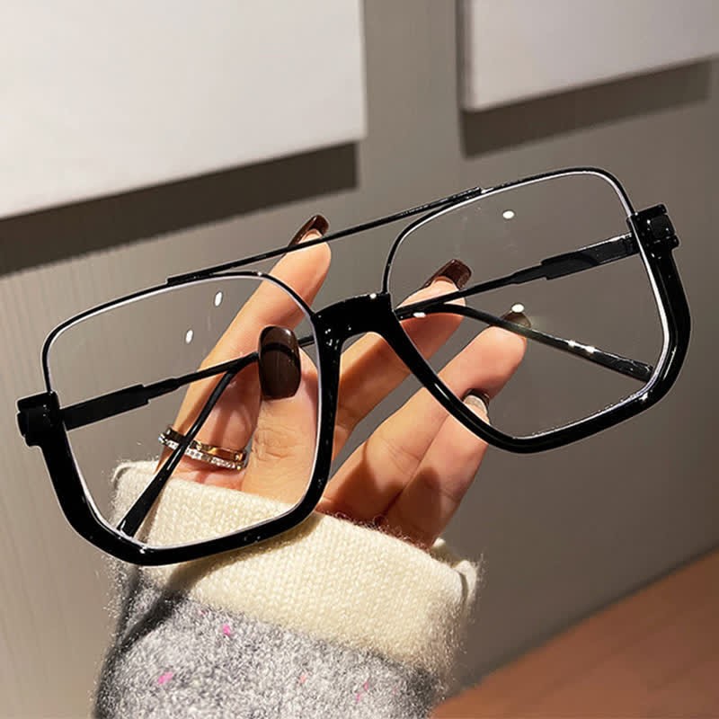 Spykay™ EG60688 Black Unisex Double Bridges Square Frame Semi-Rimless Eyeglasses - image 2