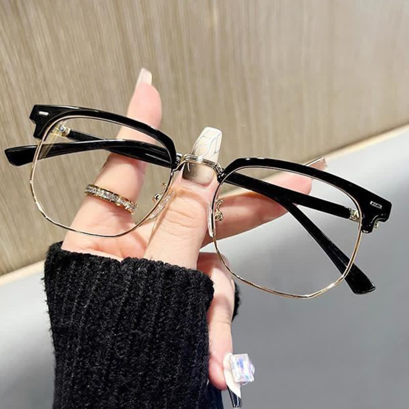 Spykay™ EG26807 Semi-Rimless Square Frame Anti-blue Light Browline Glasses - Golden - image 4