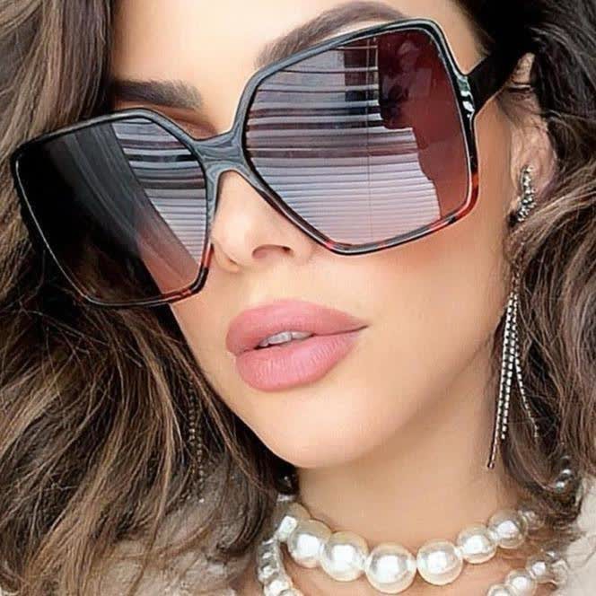 Spykay™ SG60750 Square Frame Vintage Oversized Sunglasses - Black/Leopard - image 20