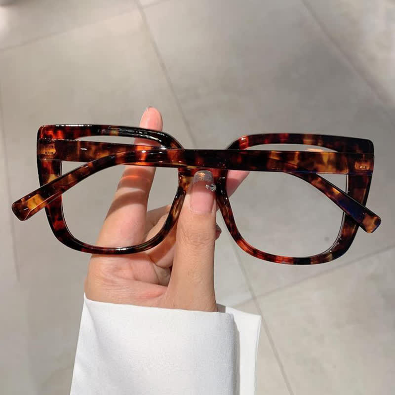 Spykay™ EG26771 Leopard Pattern Square Frame Oversized Glasses