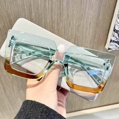 Spykay™ EG26812 Oversized Square Frame Anti-blue Light Glasses - Blue/Yellow - image 9