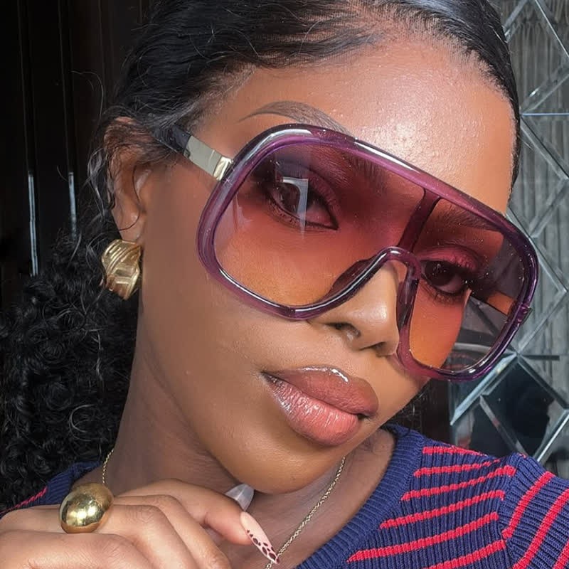 Spykay™ SG60952 Flat Top Double Bridges Oversized Trendy Aviator Sunglasses - image 2