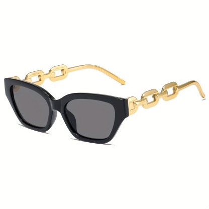 Spykay™ SG60953 Retro Cat-Eye Chain Temples Trendy Sunglasses - Black - image 6