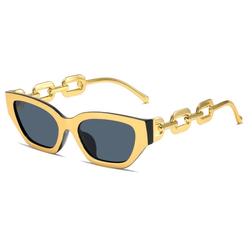 Spykay™ SG60953 Retro Cat-Eye Chain Temples Trendy Sunglasses - Golden - image 2