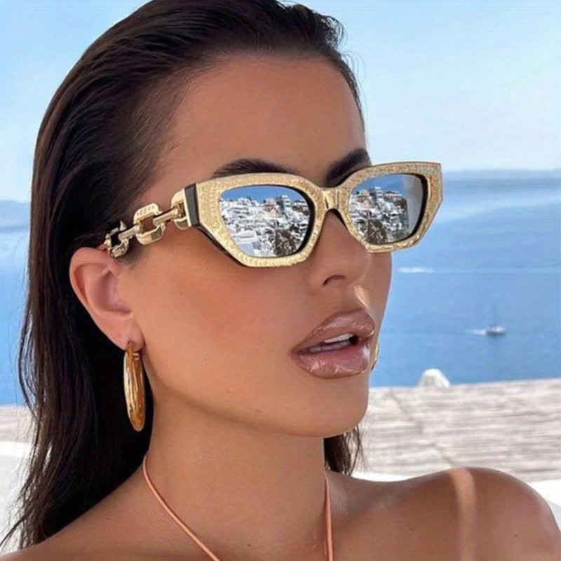 Spykay™ SG60953 Retro Cat-Eye Chain Temples Trendy Sunglasses - image 1