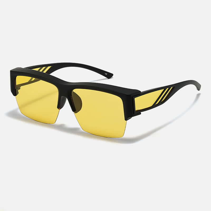 Spykay™ SG60954 Semi-Rimless Polarized Square Driving Sunglasses Fit Over Glasses for Women Men - Yellow - image 2