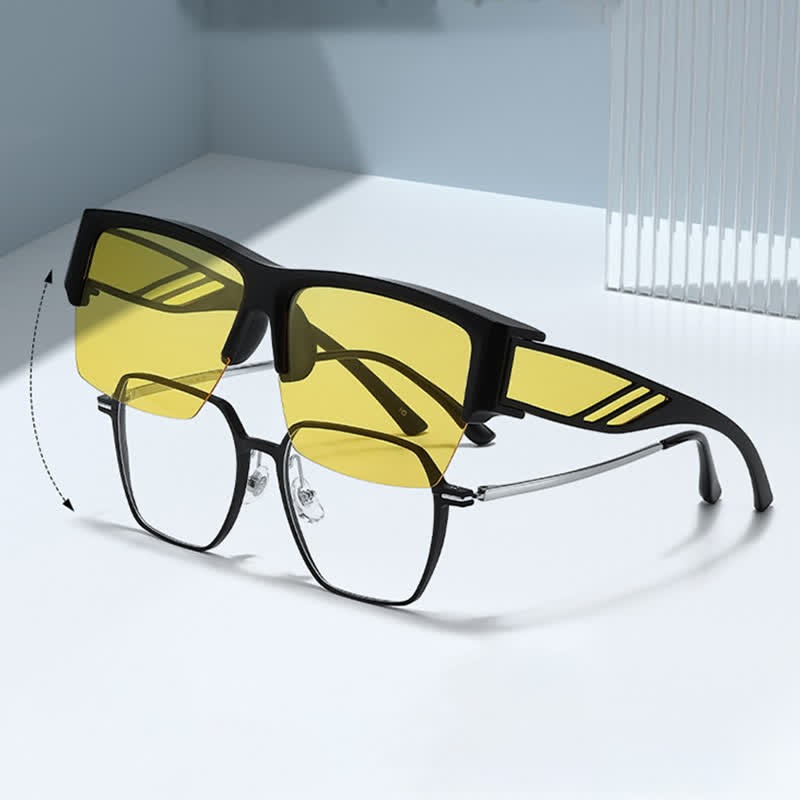 Spykay™ SG60954 Semi-Rimless Polarized Square Driving Sunglasses Fit Over Glasses for Women Men - image 1