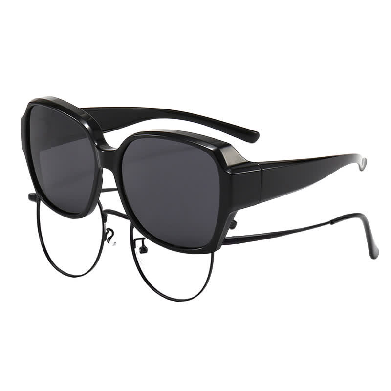 Spykay™ SG60859 Square Frame Polarized Driving Sunglasses Fit Over Glasses for Nearsighted People - Glossy Black - Polarized - image 13
