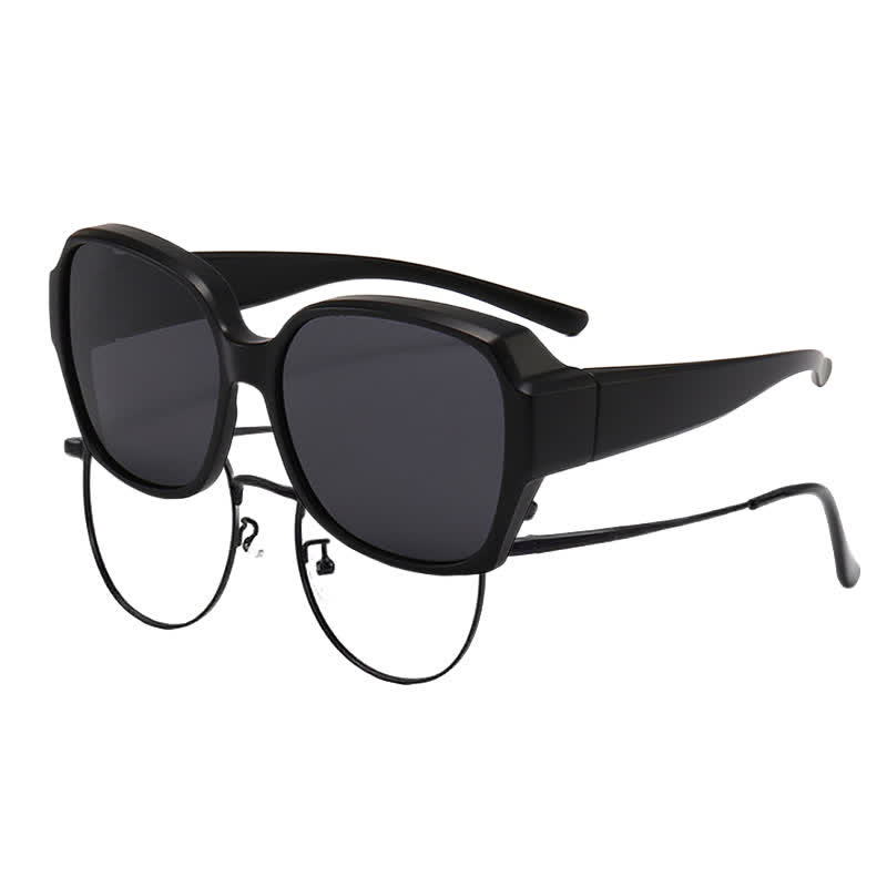 Spykay™ SG60859 Square Frame Polarized Driving Sunglasses Fit Over Glasses for Nearsighted People - Matte Black - Polarized - image 11