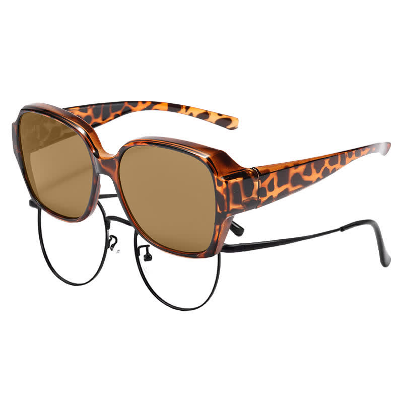 Spykay™ SG60859 Square Frame Polarized Driving Sunglasses Fit Over Glasses for Nearsighted People - Leopard/Brown - Polarized - image 24