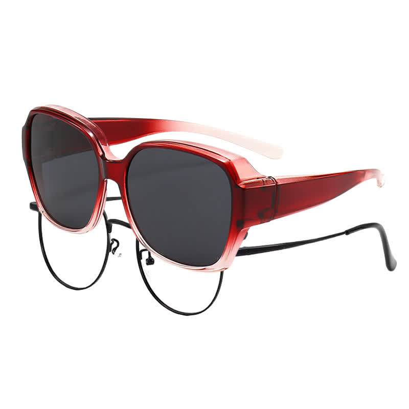 Spykay™ SG60859 Square Frame Polarized Driving Sunglasses Fit Over Glasses for Nearsighted People - Red - Polarized - image 8
