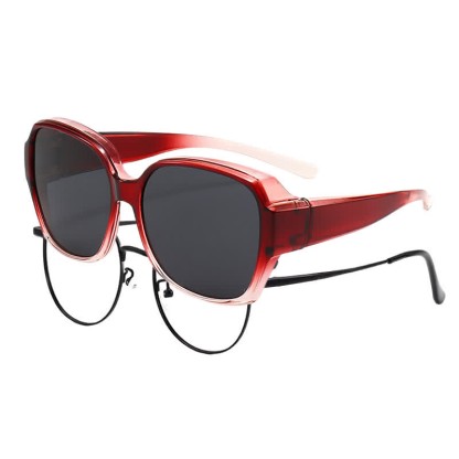 Spykay™ SG60859 Square Frame Polarized Driving Sunglasses Fit Over Glasses for Nearsighted People - Red - Polarized - image 8