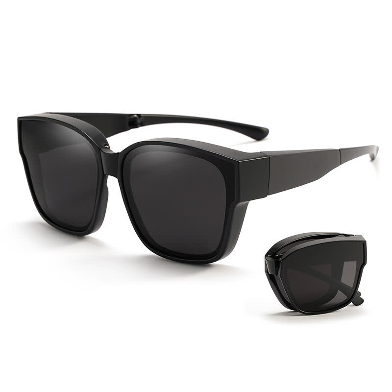 Spykay™ SG60955 Fit Over Glasses Square Frame Foldable Polarized Sunglasses for Women Men - Matte Black - image 3