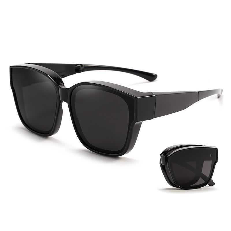 Spykay™ SG60955 Fit Over Glasses Square Frame Foldable Polarized Sunglasses for Women Men - Glossy Black - image 2