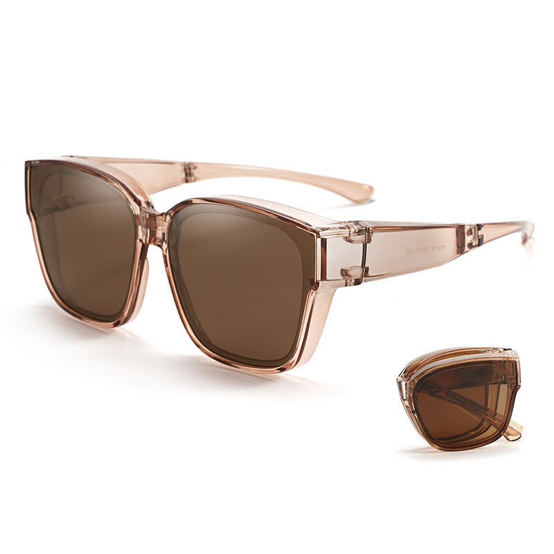 Spykay™ SG60955 Fit Over Glasses Square Frame Foldable Polarized Sunglasses for Women Men - Brown - image 8