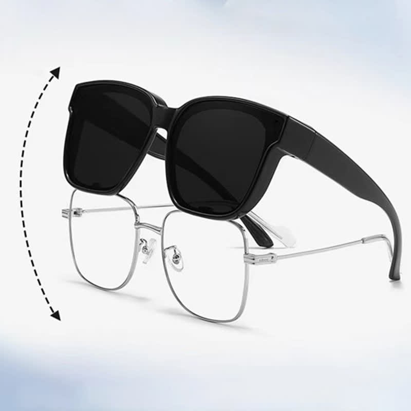 Spykay™ SG60957 Fit Over Glasses Square Frame Polarized Sunglasses for Women Men - Black - image 1