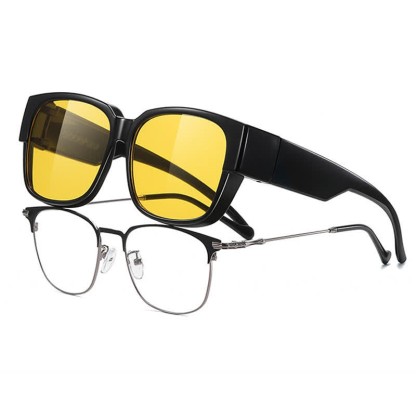 Spykay™ SG60957 Fit Over Glasses Square Frame Polarized Sunglasses for Women Men - Black/Yellow - image 6